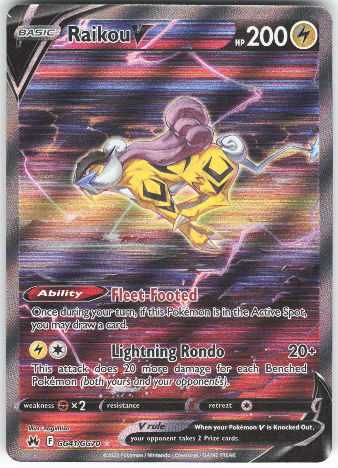 Raikou V GG41/GG70 V Rare Crown Zenith Galarian Gallery Holo NM/M