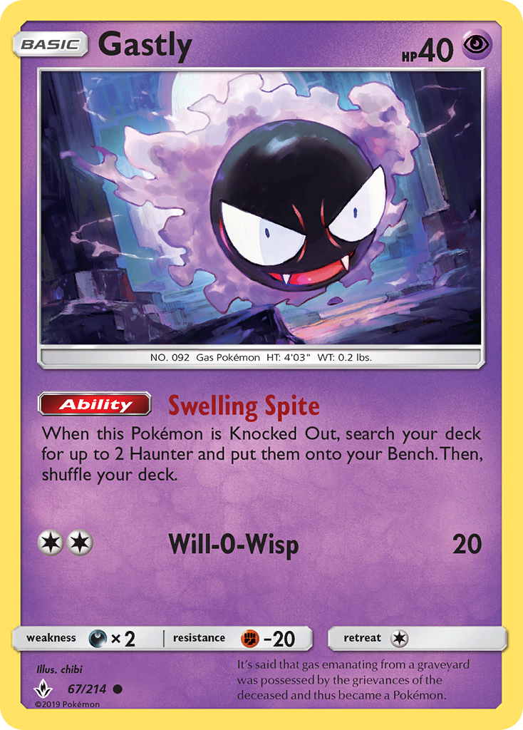 Gastly 67/214 Common Unbroken Bonds NM/M