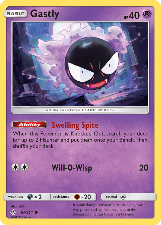 Gastly 67/214 Common Unbroken Bonds NM/M