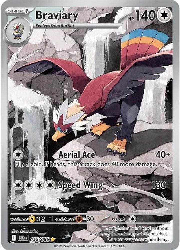Braviary 155/086 Illustration Rare Black Bolt Holo NM/M