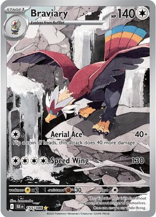 Braviary 155/086 Illustration Rare Black Bolt Holo NM/M