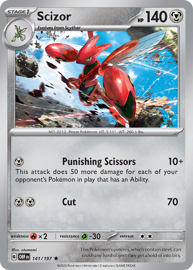 Scizor 141/197 Rare Obsidian Flames NM/LP