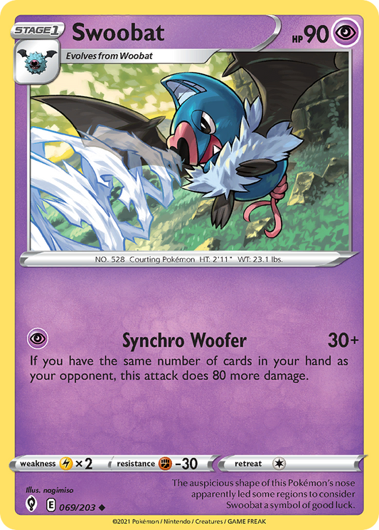 Swoobat 069/203 Uncommon Reverse Holo Evolving Skies NM/LP