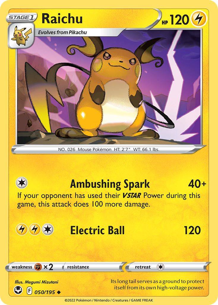 Raichu 050/195 Uncommon Silver Tempest NM/M