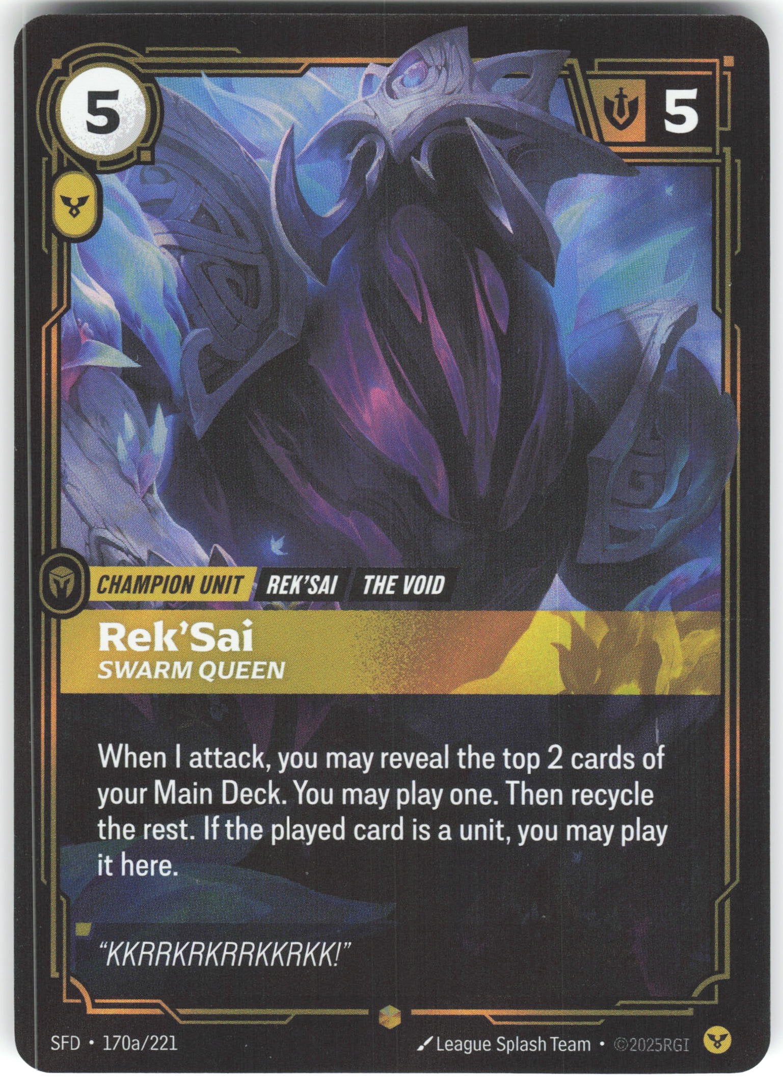 Rek'Sai - Swarm Queen (Alternate Art) Showcase Spiritforged 170a/221 NM