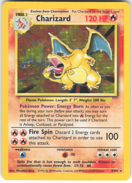 Charizard 4/102 Holo Rare Base Set Unlimited MP