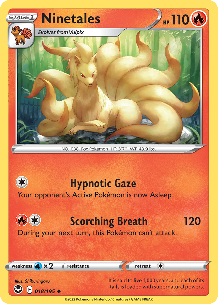 Ninetales 018/195 Uncommon Reverse Holo Silver Tempest NM/LP