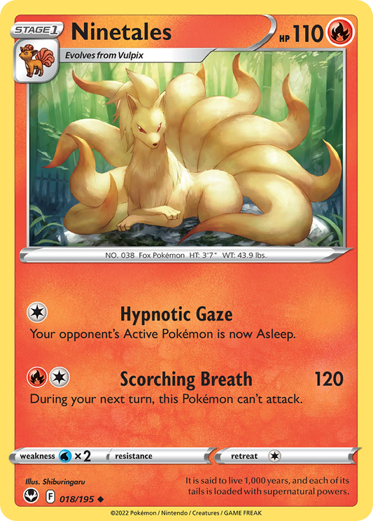 Ninetales 018/195 Uncommon Reverse Holo Silver Tempest NM/LP