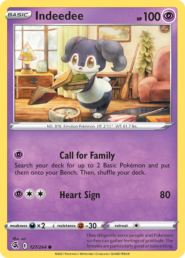 Indeedee 127/264 Common Reverse Holo Fusion Strike NM/LP