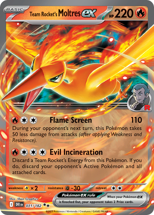 Team Rocket's Moltres ex 031/182 Double Rare Destined Rivals NM/M