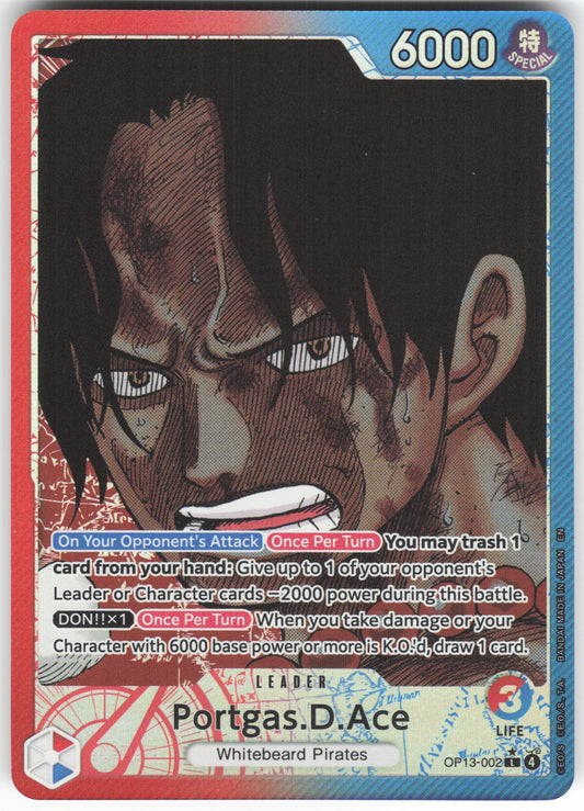 Portgas.D.Ace (002) (Alternate Art) L Carrying On His Will OP13-002 NM