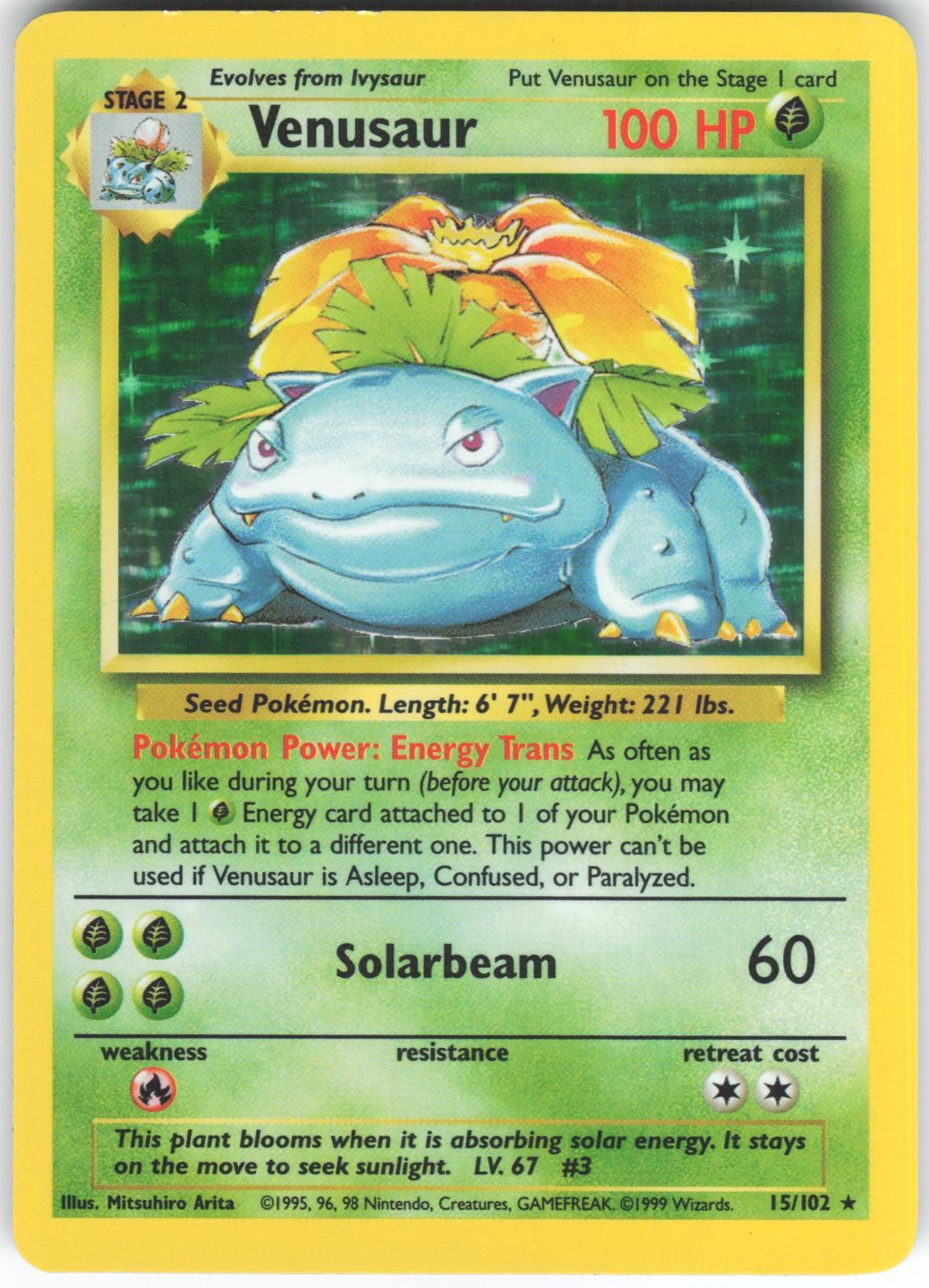 Venusaur 15/102 Holo Rare Base Set Unlimited Holo LP