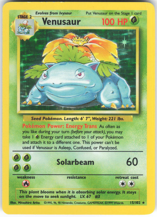 Venusaur 15/102 Holo Rare Base Set Unlimited Holo LP