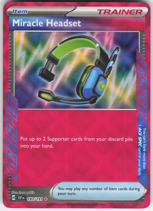 Miracle Headset ACE SPEC Rare SV08: Surging Sparks 183/191 NM