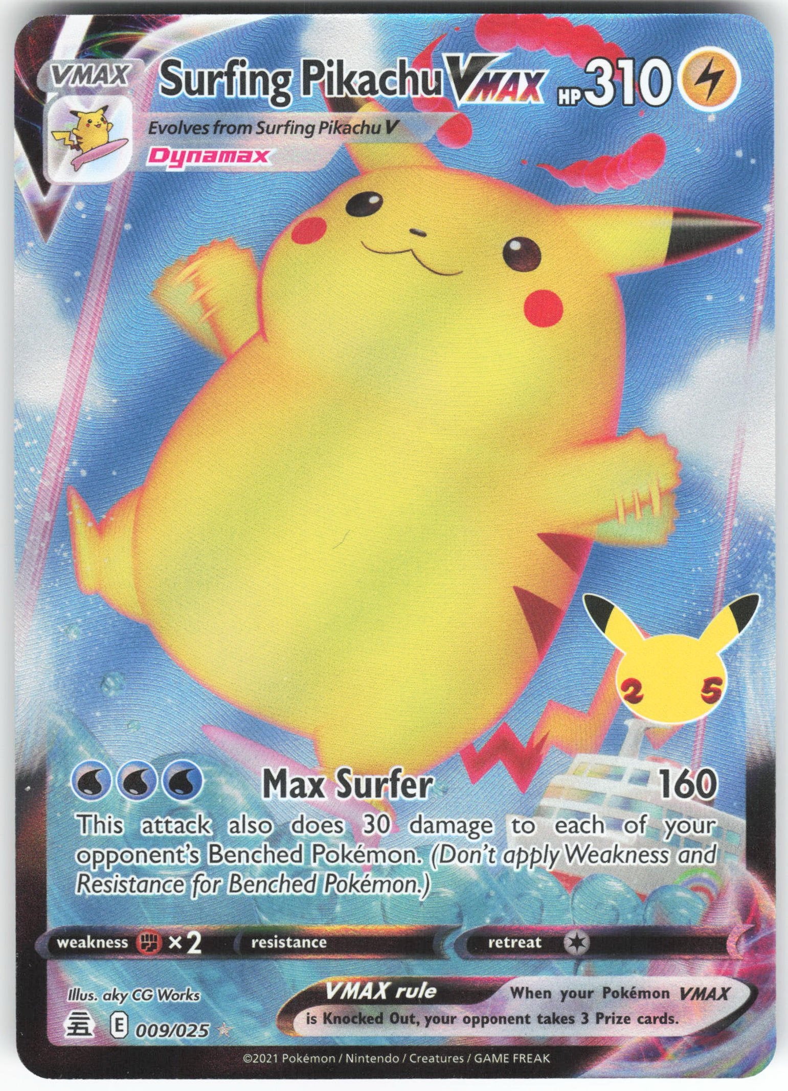 Surfing Pikachu VMAX Ultra Rare Celebrations 009/025 NM