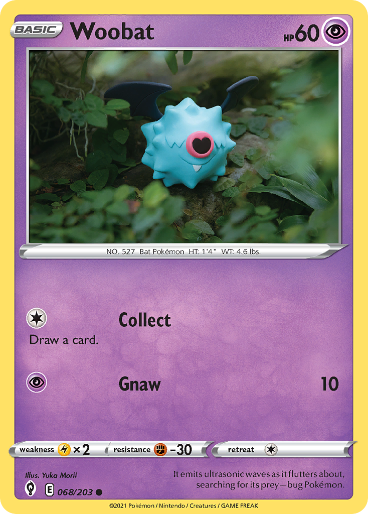 Woobat 068/203 Common Reverse Holo Evolving Skies NM/LP