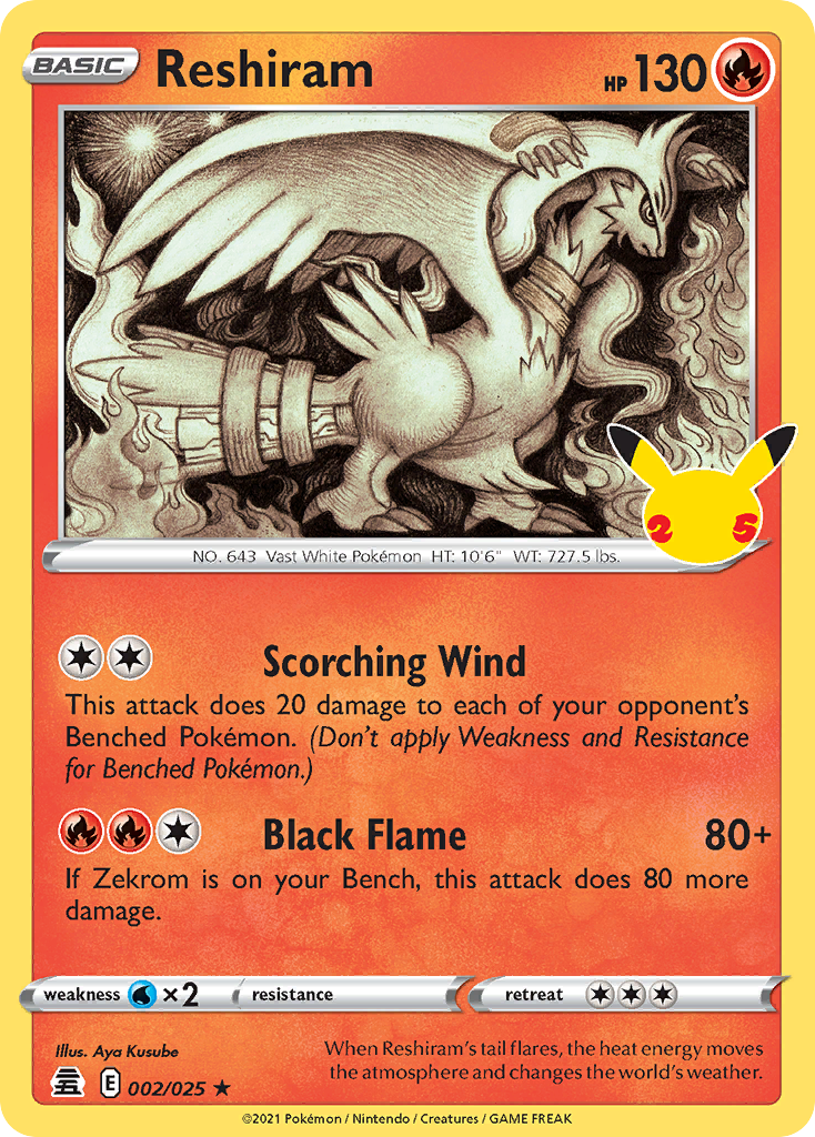 Reshiram 002/025 Rare Celebrations NM/LP