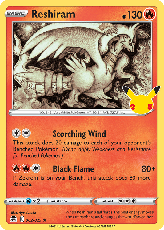 Reshiram 002/025 Rare Celebrations NM/LP