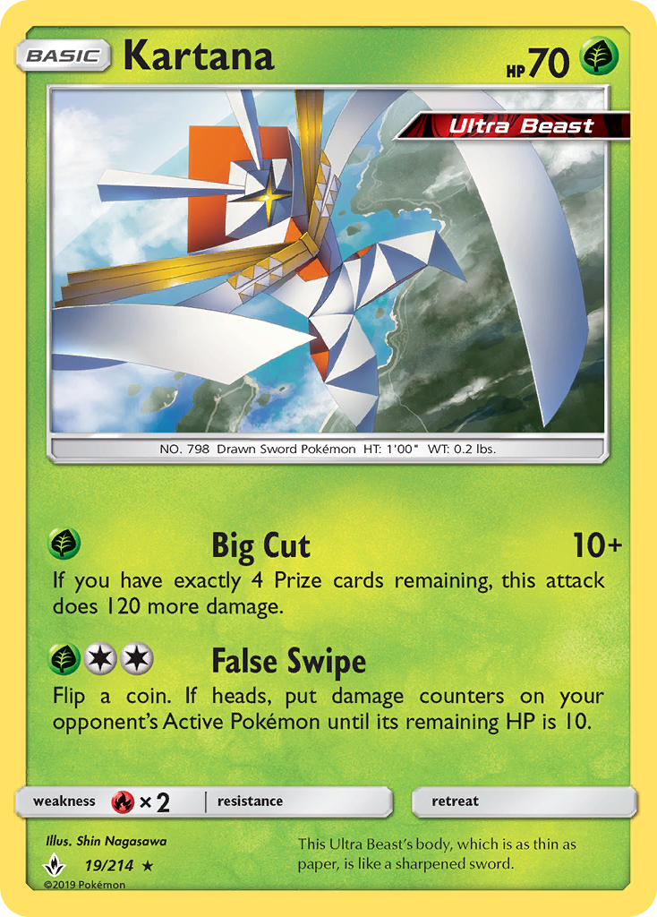 Kartana 19/214 Rare Reverse Holo Unbroken Bonds NM/LP