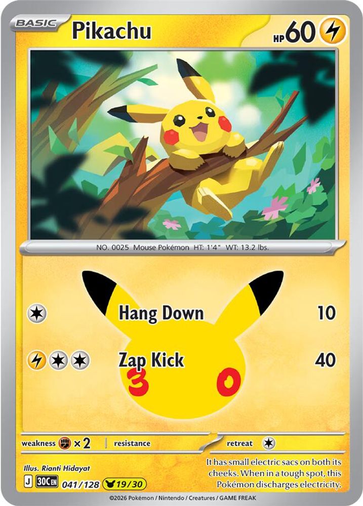 Pikachu 041/128 Pikachu Rare ME: 30th Celebration Holo NM/M