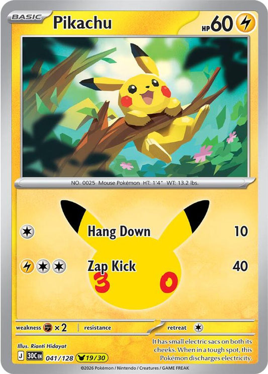 Pikachu 041/128 Pikachu Rare ME: 30th Celebration Holo NM/M