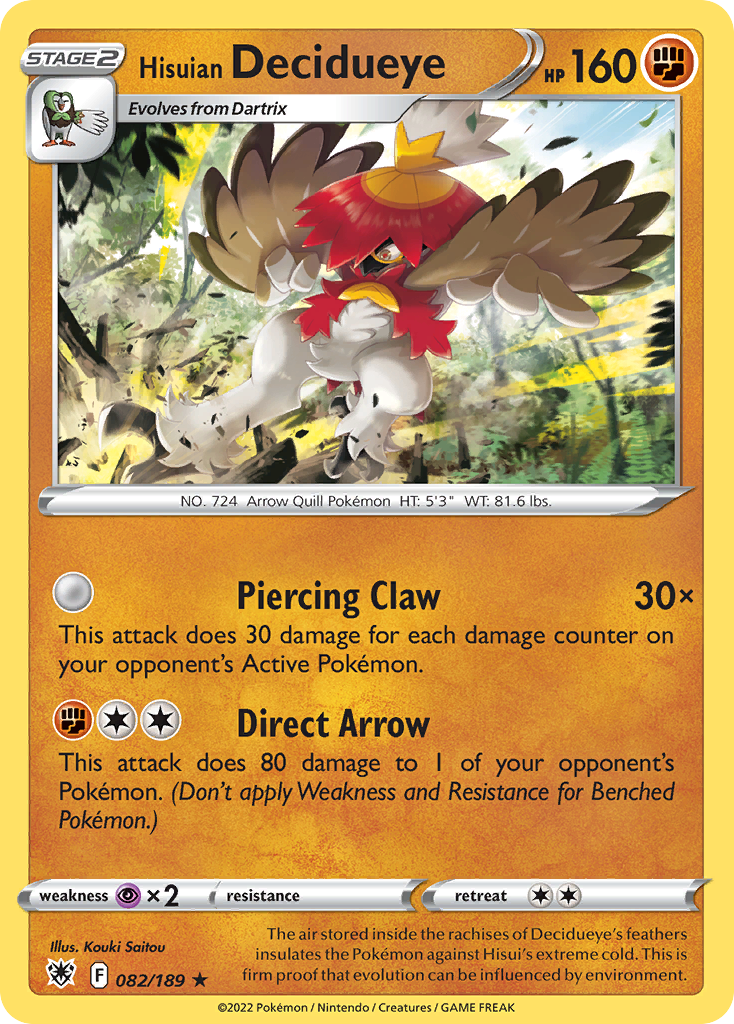 Hisuian Decidueye 082/189 Rare Astral Radiance Holo NM/LP