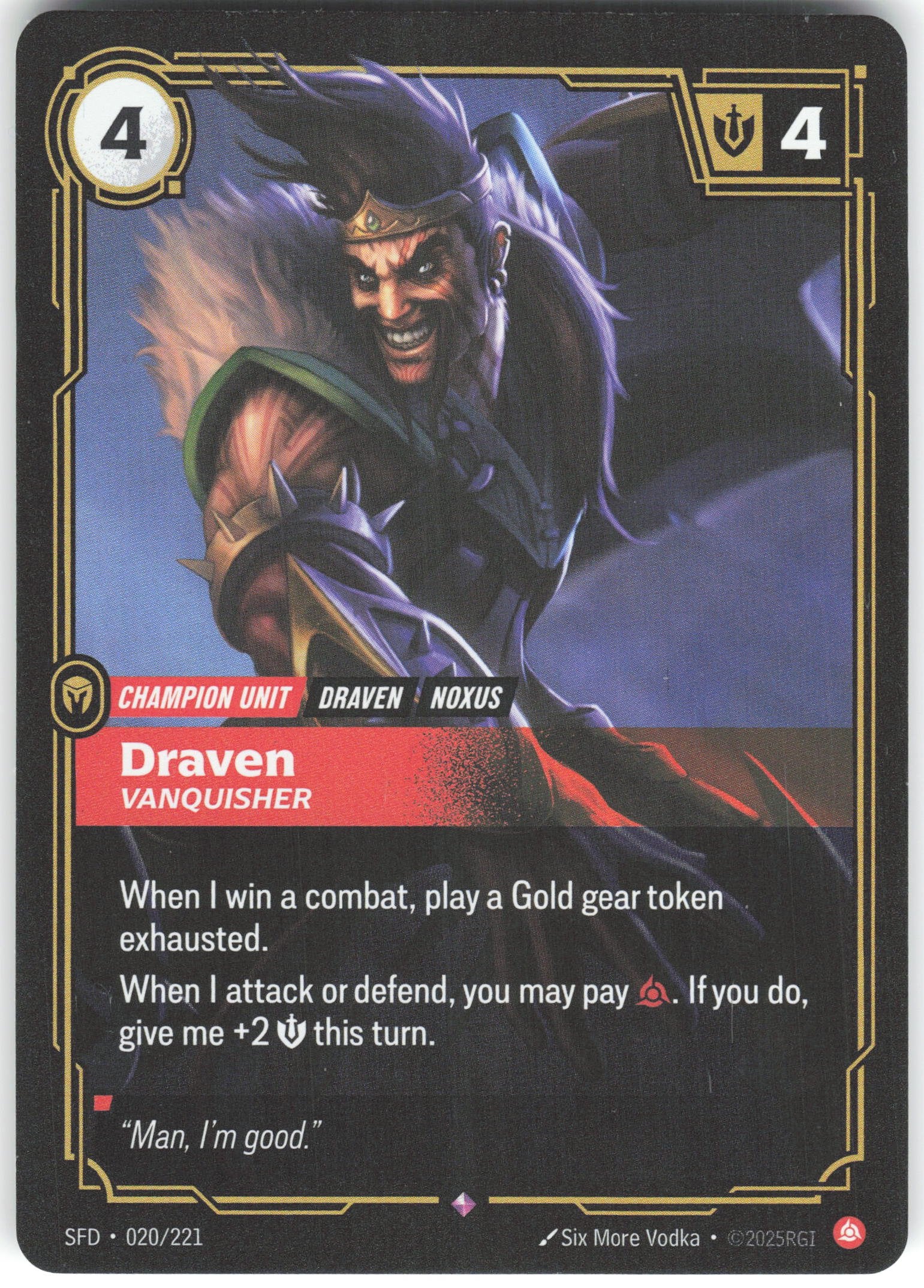 Draven - Vanquisher Rare Spiritforged 020/221 NM
