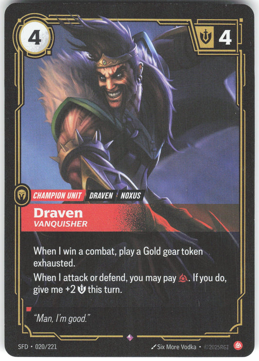 Draven - Vanquisher Rare Spiritforged 020/221 NM