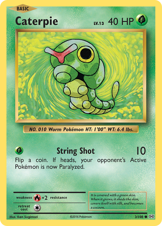 Caterpie 3/108 Common Reverse Holo Evolutions NM/M