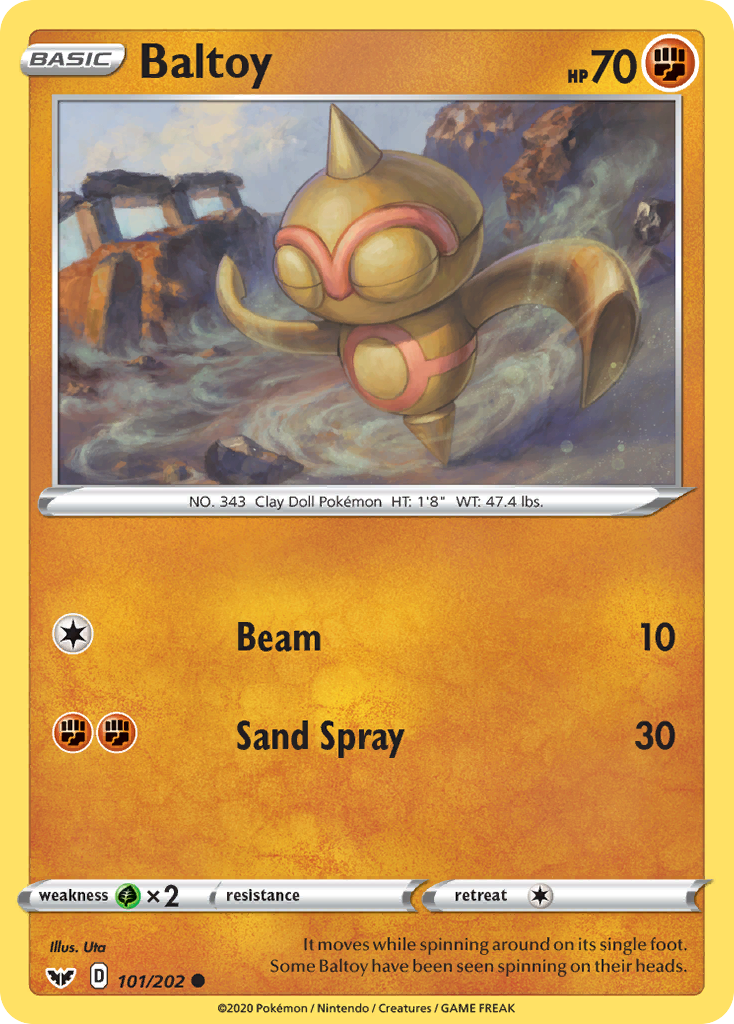 Baltoy 101/202 Common Reverse Holo Sword & Shield NM/LP