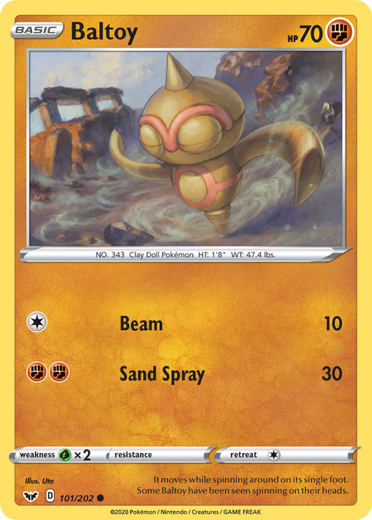 Baltoy 101/202 Common Reverse Holo Sword & Shield NM/LP