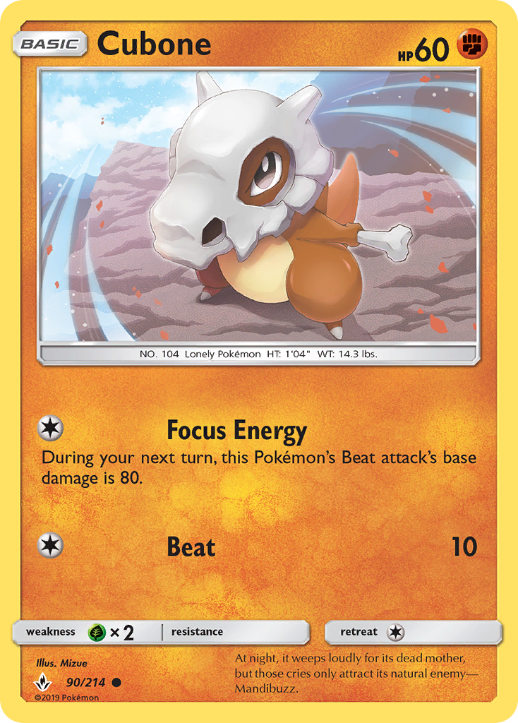 Cubone 90/214 Common Reverse Holo Unbroken Bonds NM/LP