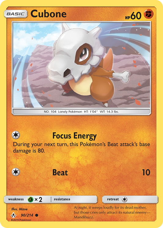 Cubone 90/214 Common Unbroken Bonds NM/M