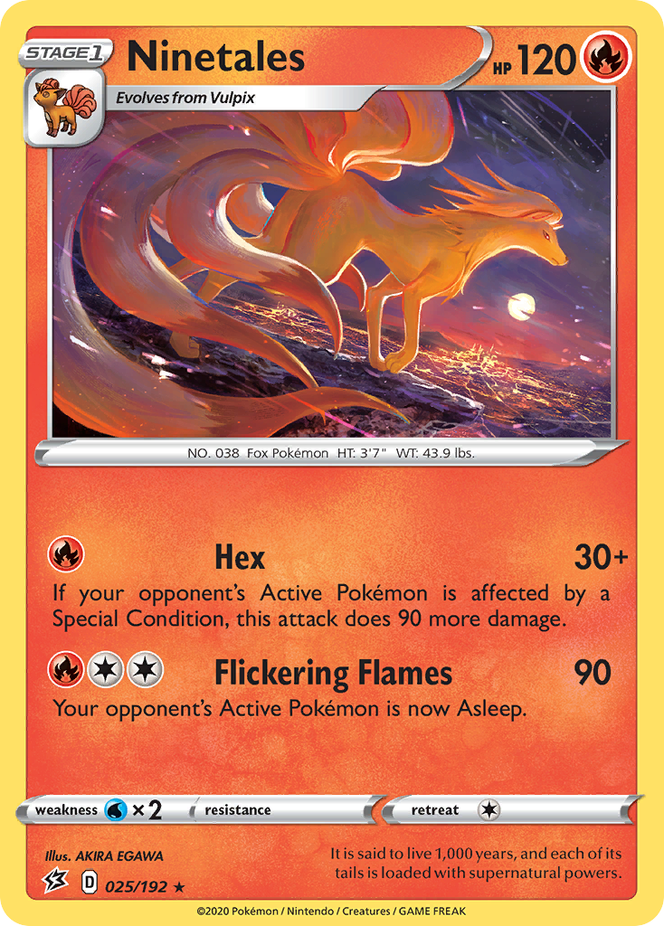 Ninetales 025/192 Rare Reverse Holo Rebel Clash NM/LP