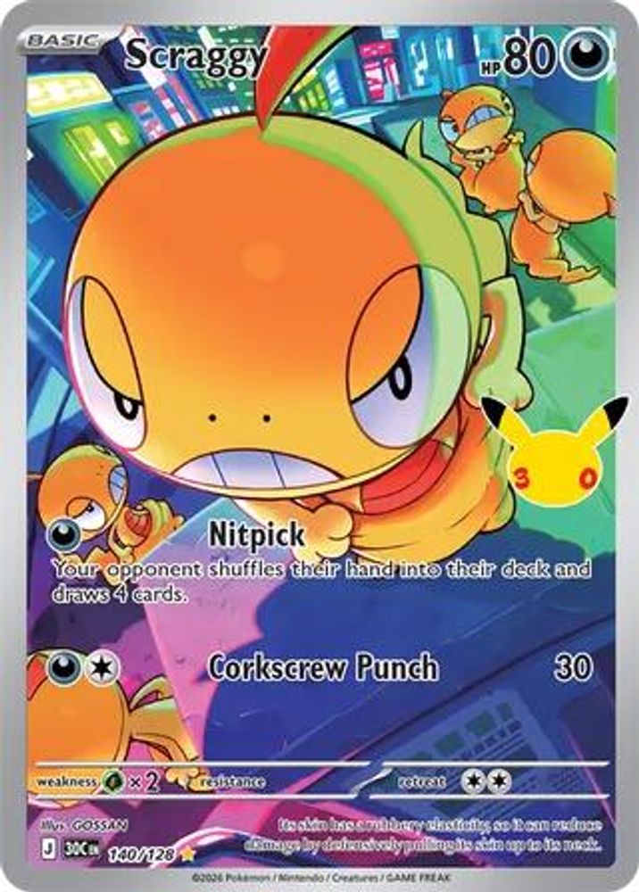 Scraggy 140/128 Illustration Rare ME: 30th Celebration NM/M