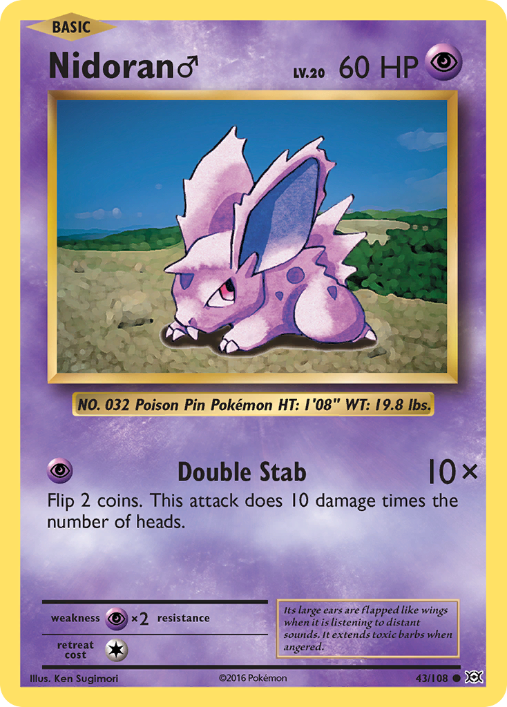 Nidoran M 43/108 Common Reverse Holo Evolutions NM/LP
