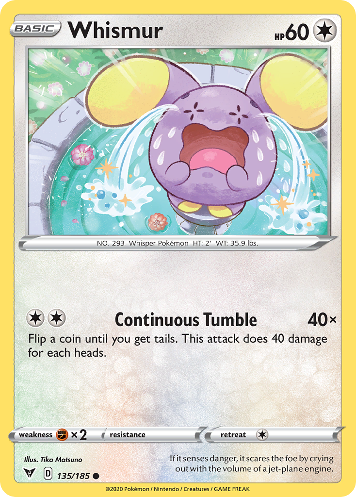 Whismur 135/185 Common Reverse Holo Vivid Voltage NM/LP