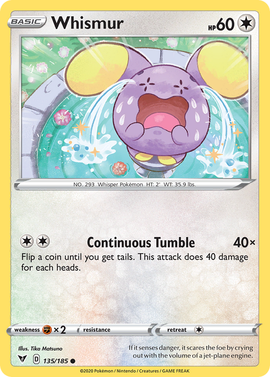 Whismur 135/185 Common Reverse Holo Vivid Voltage NM/LP
