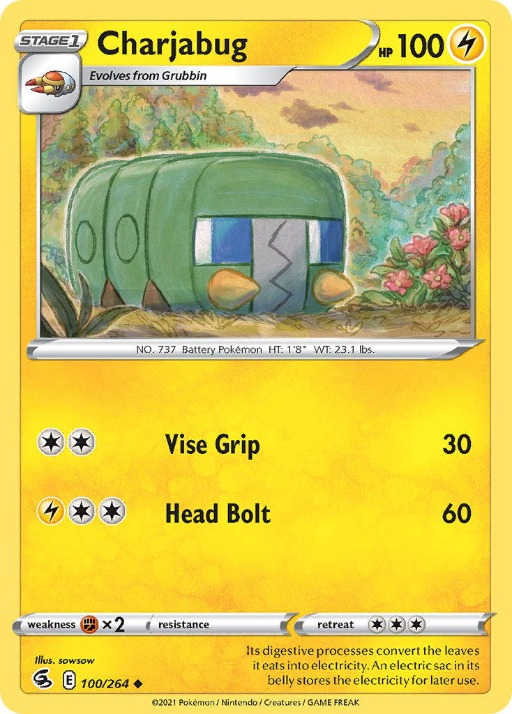 Charjabug 100/264 Uncommon Reverse Holo Fusion Strike NM/LP