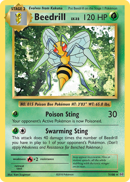 Beedrill 7/108 Rare Reverse Holo Evolutions NM/M