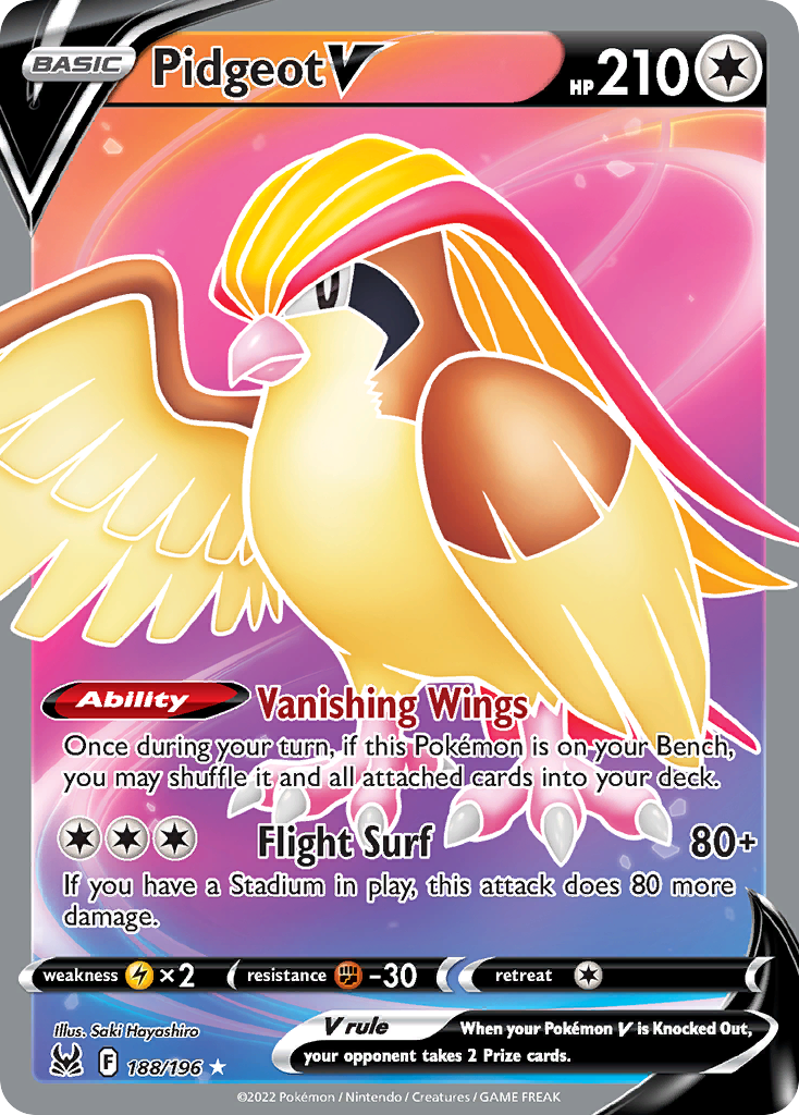 Pidgeot V 188/196 Ultra Rare Lost Origin NM/M