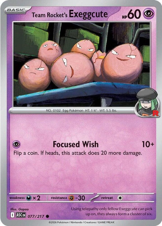 Team Rocket's exeggcute 077/217 Common Ascended Heroes NM/M