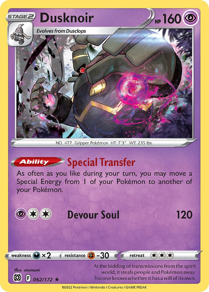 Dusknoir 062/172 Rare Brilliant Stars Holo NM/LP