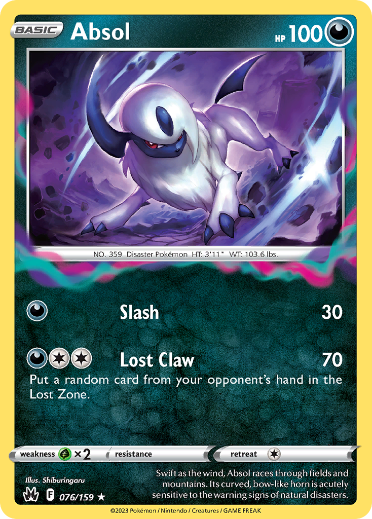 Absol 076/159 Rare Crown Zenith Holo NM/LP