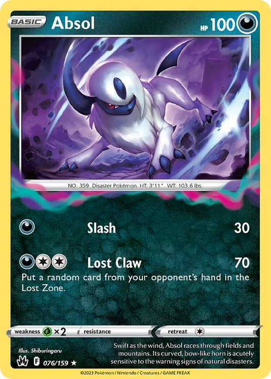 Absol 076/159 Rare Crown Zenith Holo NM/LP