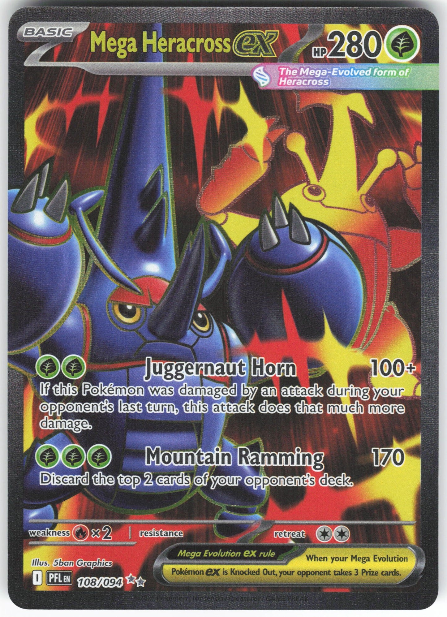 Mega Heracross ex - Ultra Rare ME02: Phantasmal Flames 108/094 NM
