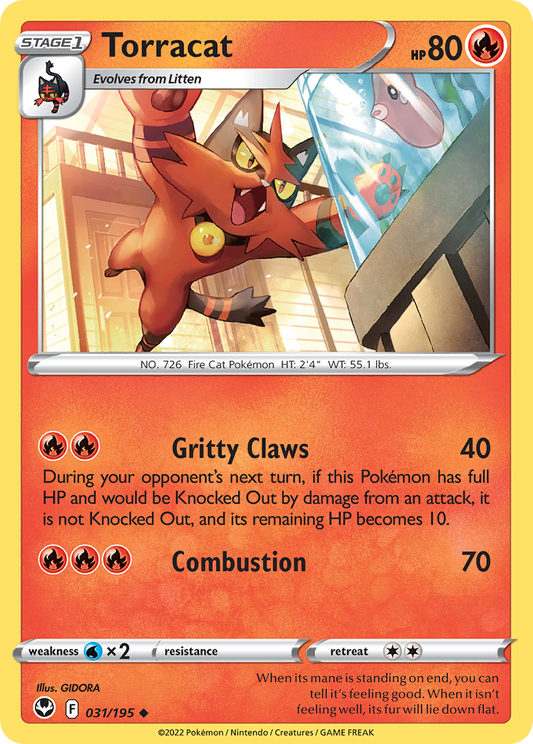 Torracat 031/195 Uncommon Reverse Holo Silver Tempest NM/LP