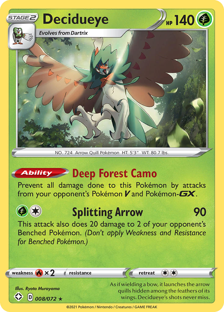 Decidueye 008/072 Rare Shining Fates Holo NM/LP