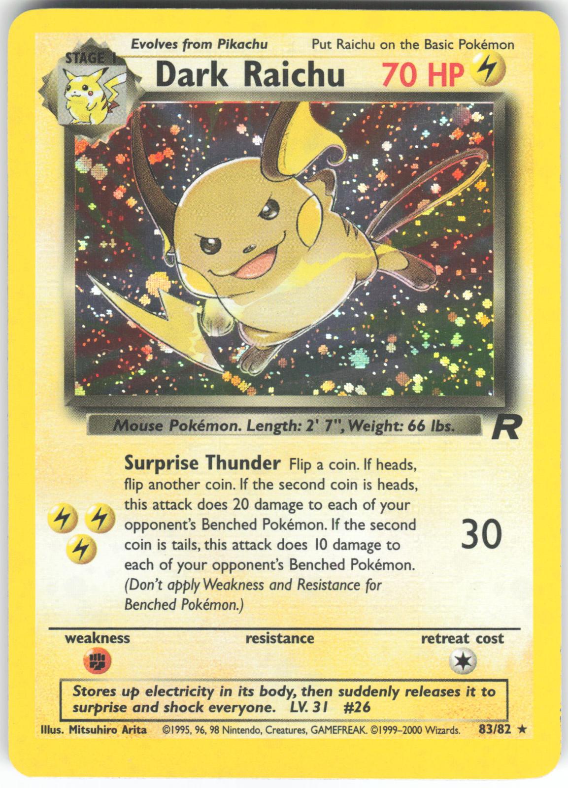 Dark Raichu 83/82 Secret Rare Team Rocket Unlimited Holo LP*