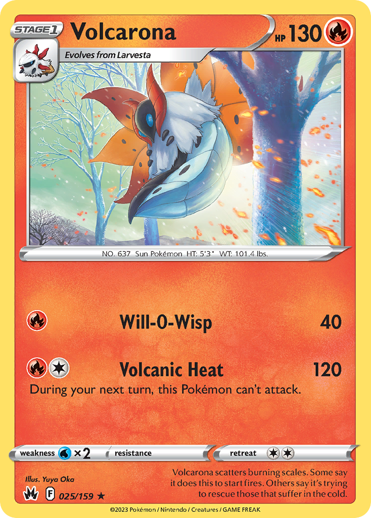 Volcarona 025/159 Rare Reverse Holo Crown Zenith NM/LP
